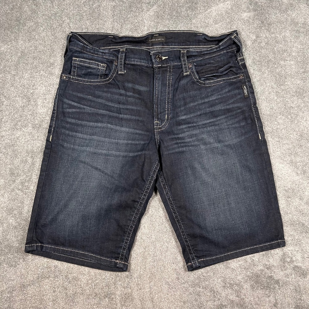 Silver Jeans Co Selvedge Denim Shorts Stretch Dark Wash Mens Size 34
